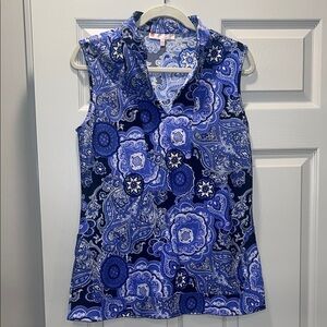 Jude Connally Navy and Light Blue Paisley Blouse
